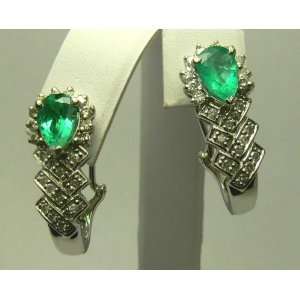  Eye Popping Colombian Emerald & Diamond Earrings 3.50ct 