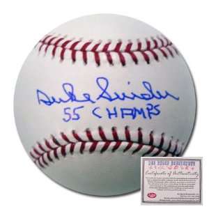  Duke Snider Signed Baseball   with 55 Champs Inscription 