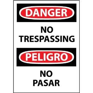 Labels   Danger, No Trespassing, Bilingual, 5X3, Adhesive 