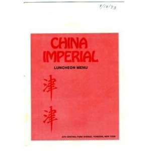  China Imperial Menu Yonkers New York 1973 