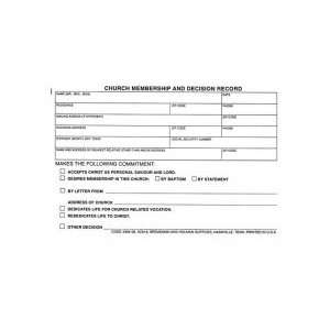  Form Church Membership Decision Record (Package of 100 