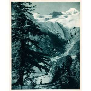 1937 Photogravure Allalinhorn Saastel Valley Saas Fee Bernese Alps 