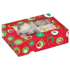  Christmas Print Cupcake Box w/Window