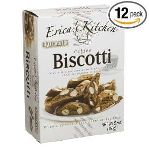Ericas Kitchen Coffee Biscotti, 5.3 Ounce Boxes (Pack of 12)  