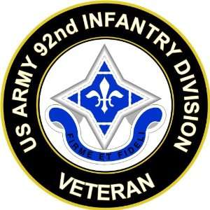  US Army Veteran 92nd Infantry Division Unit Crest Sticker 