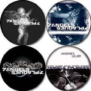  (Set of 4) 7 ANGELS 7 PLAGUES Pinback Buttons 1.25 Pins 