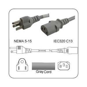   60320 C13 Connector 2 Feet 10a/125v 18/3 SJT Gray