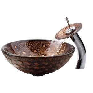   Vessel Sink and Waterfall Faucet C GV 700 19mm 10CH 16.5 D x 5.5 H