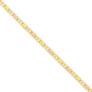  10 Inch 14k Gold w/Rhodium Xs & Hearts Anklet Jewelry