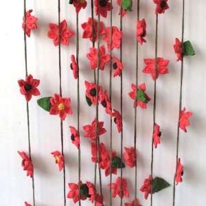  CET Domain SZ13 16 Red Lovely Flower Cloth Half Curtain 