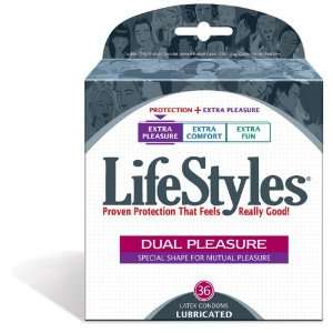 LifeStyles Extra Pleasure Brand 1346 Dual Pleasures Condoms   36 Count