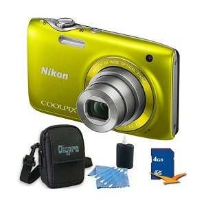  Nikon COOLPIX S3100 14MP Yellow Digital Camera 4GB Bundle 