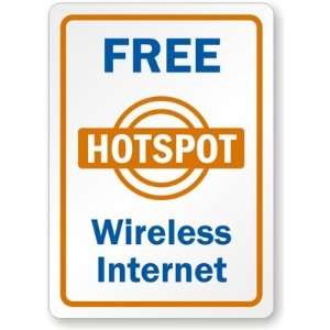 Free Wireless Internet Hotspot (vertical) Laminated Vinyl Sign, 7 x 5 
