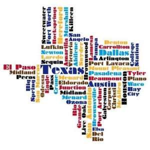  Abstract Word Cloud Based Vector Map of Texas, Usa   Peel 