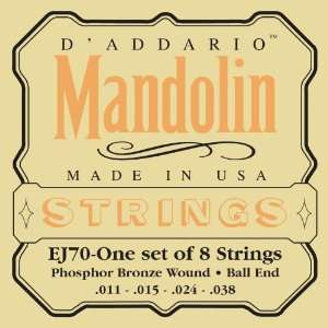  DAddario EJ70 Phosphor Bronze Mandolin Strings, Ball End 