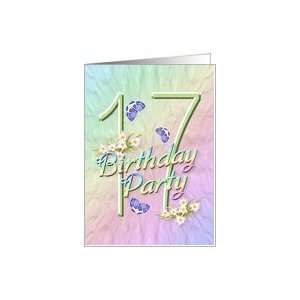  17th Birthday Party Invitations Flowers and Butterflies 
