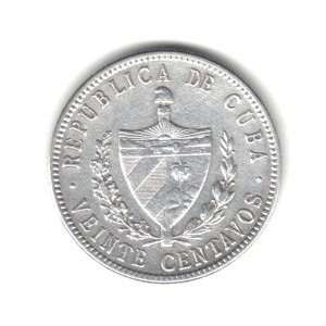  1920 Cuba 20 Centavos Coin KM#13.2   90% Silver 