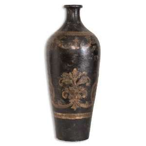 UT19317   Tall Black and Gold Terracotta Vase Kitchen 