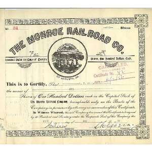  The Monroe Railroad Company 1950 Stock #34 Everything 