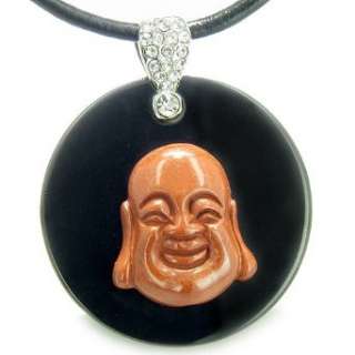  Amulet Happy Laughing Buddha Medallion in Black Onyx and 