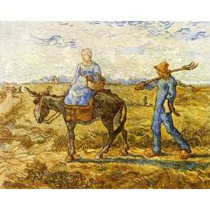 Oil Painting Morning Peasant Couple Going to Work (after Millet) Vi