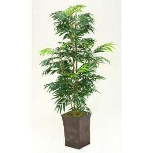  D and W Silks 6 Foot Phoenix Palm in Square Metal Planter 