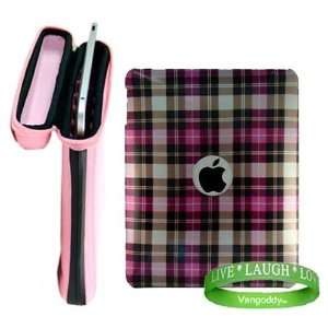   Stylishly Designed Pink Plaid iPad Hard Snap On Case + VG Live * Laugh