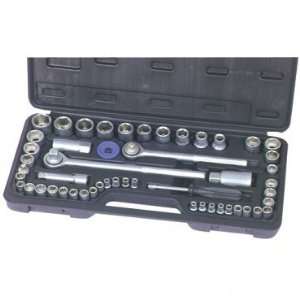 52 Piece SAE and Metric Socket Set with 3/8 inch and 1/2 inch Drive 