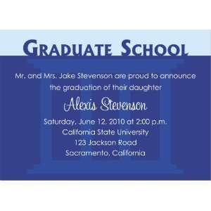    Blue Graduate School Graduation Invitations