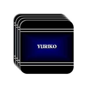 Personal Name Gift   YURIKO Set of 4 Mini Mousepad Coasters (black 