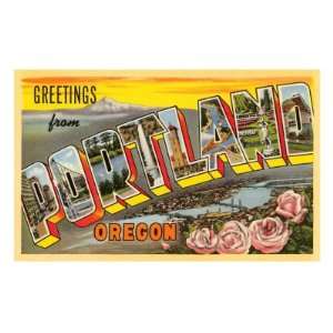  Greetings from Portland, Oregon Premium Poster Print 