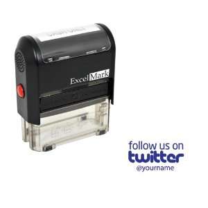   Self Inking Follow Us On Twitter Name Stamp   Red Ink