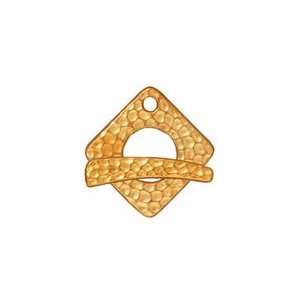   Gold (plated) Hammered Square Toggle Clasp 18xmm, 23bar Findings Arts