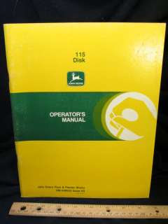 John Deere 115 Disk Disc Operators Manual  