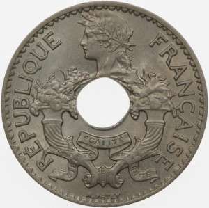 1938 FRANCE INDOCHINE 5 CENTS COIN GEM BU 4g  