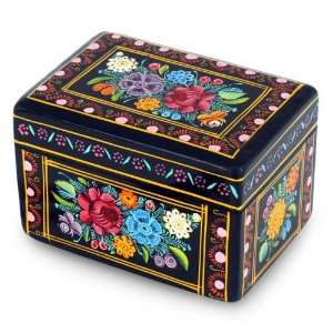  Wood jewelry box, Floral Fiesta