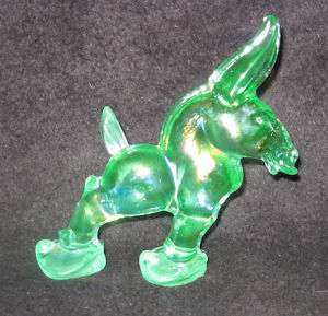 HEISEY BY IMPERIAL CARNIVAL GLASS DONKEY GREEN LIG  