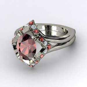  Aida Ring, Oval Red Garnet Sterling Silver Ring with Red 