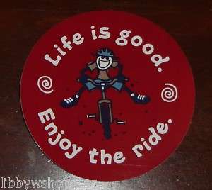 Life is Good Sticker 4 Round Enjoy the Ride Barn Red  