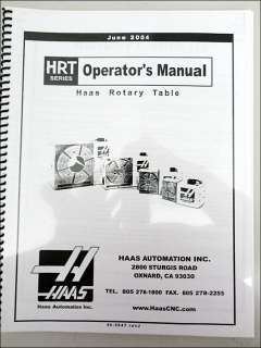 Haas HRT OPERATORS Manual CNC BRUSHLESS  