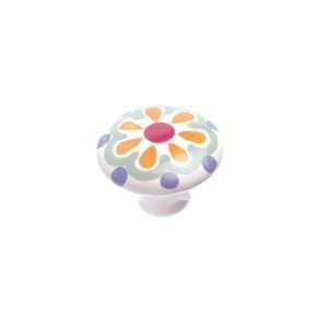  KNOB 37MM ORANGE FLOWER