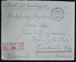   via USA to Guatemala 1924 RARE Ship R Cover BATAVIA, Holland,Nederland