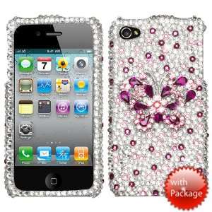  MyBat Apple iPhone 4/4S Floral Butterfly (3D) Diamante 