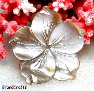 Beautiful 31mm Carved Mother Of Pearl Flower Pendant  