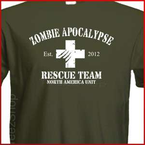 ZOMBIE APOCALYPSE white 2012 Rescue Team T shirt  8 COLORS + FREE 