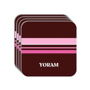 Personal Name Gift   YORAM Set of 4 Mini Mousepad Coasters (pink 