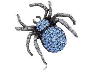 Light Sapphire Blue Czech Crystal Rhinestone Spider Insect Fashion Pin 