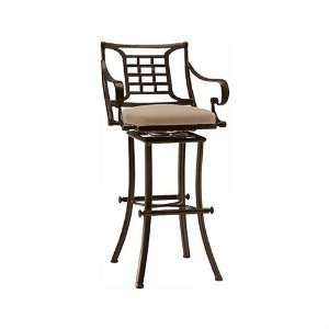 Marché Stationary Bar Stool with Cushions Finish Hammered White 