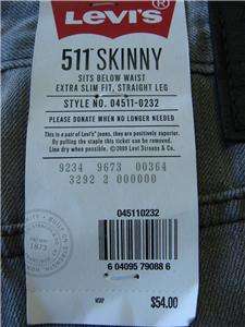 Levis 511 SKINNY Men EXTRA Slim ALL Size Gray 0232  