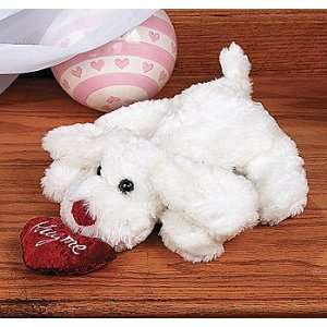  Plush White Bean Bag Dog With Heart   Novelty Toys & Plush 